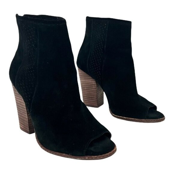 Gianni Bini Womens Size 8 Black Suede Open Toe Ankle Booties - Picture 1 of 8